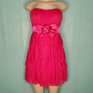 ❤ NWOT Fiushia strapless flowy ruffles tie sheer wedding parties Size M